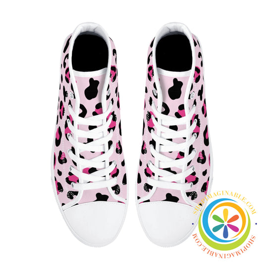 Pink Cheetah Ladies High Top Canvas Shoes