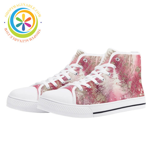 Pink Winter Ladies High Top Canvas Shoes