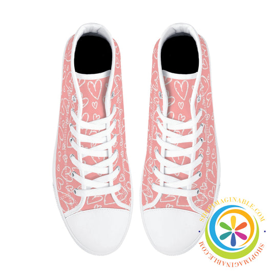 Pretty In Pink Ladies High Top Canvas Shoes