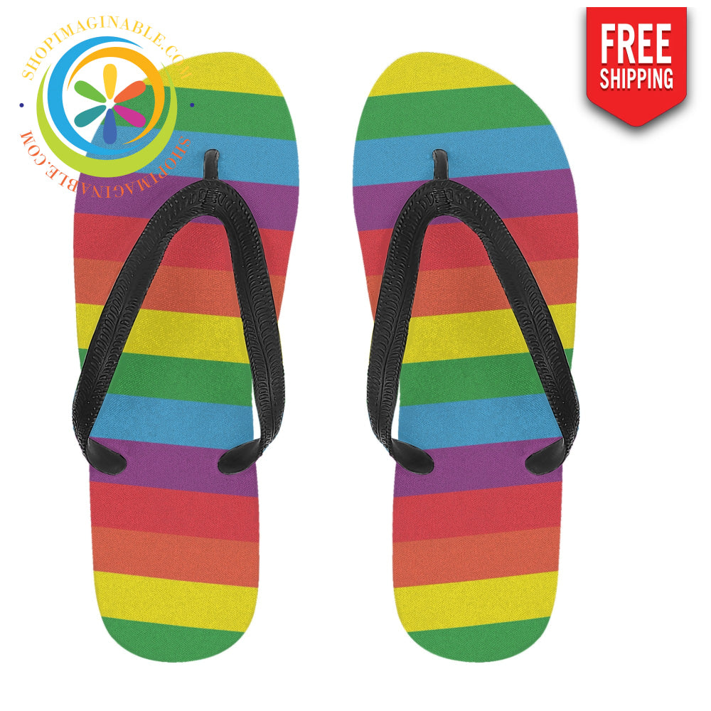 Pride Striped Mens & Ladies Flip-Flops Small (Us 7-8/Eu 40-42) / 1