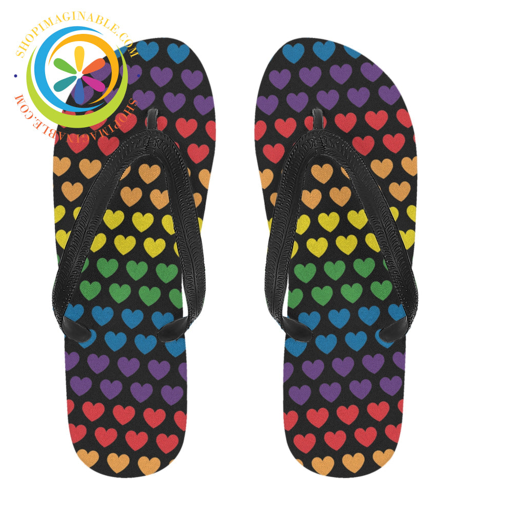 Rainbow Pride Hearts Mens & Ladies Flip-Flops