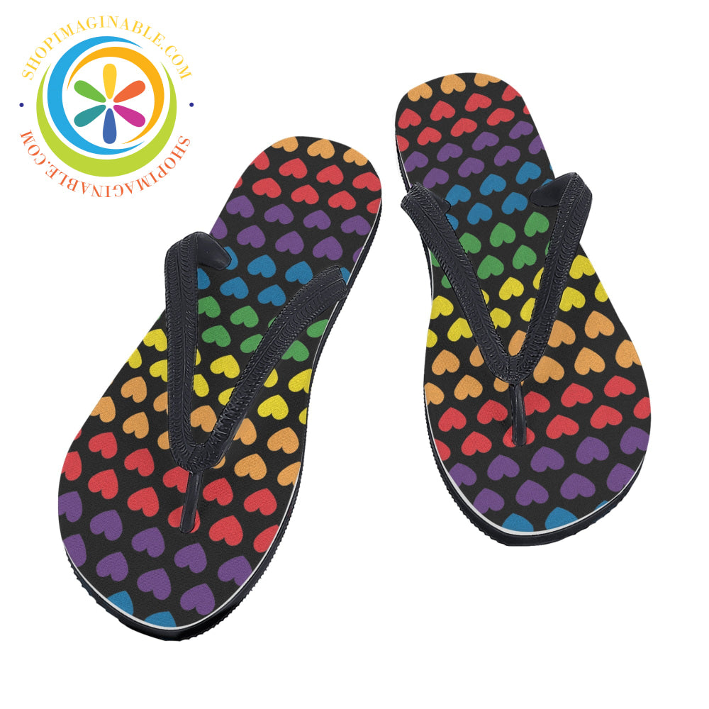 Rainbow Pride Hearts Mens & Ladies Flip-Flops