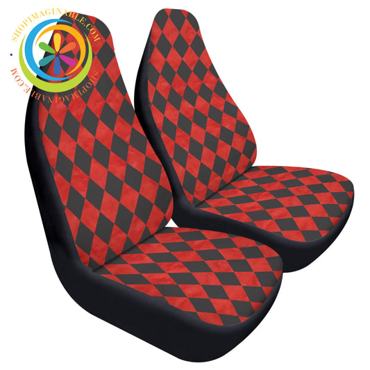 Red Black Alice Harlequin Car Seat Covers
