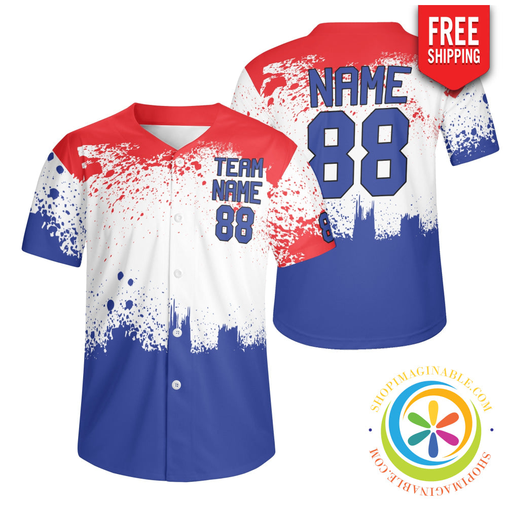 Red White Blue Unisex Baseball Jersey