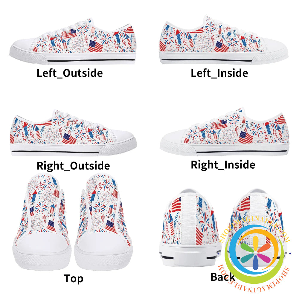 Red White & Usa! Ladies Low Top Canvas Shoes