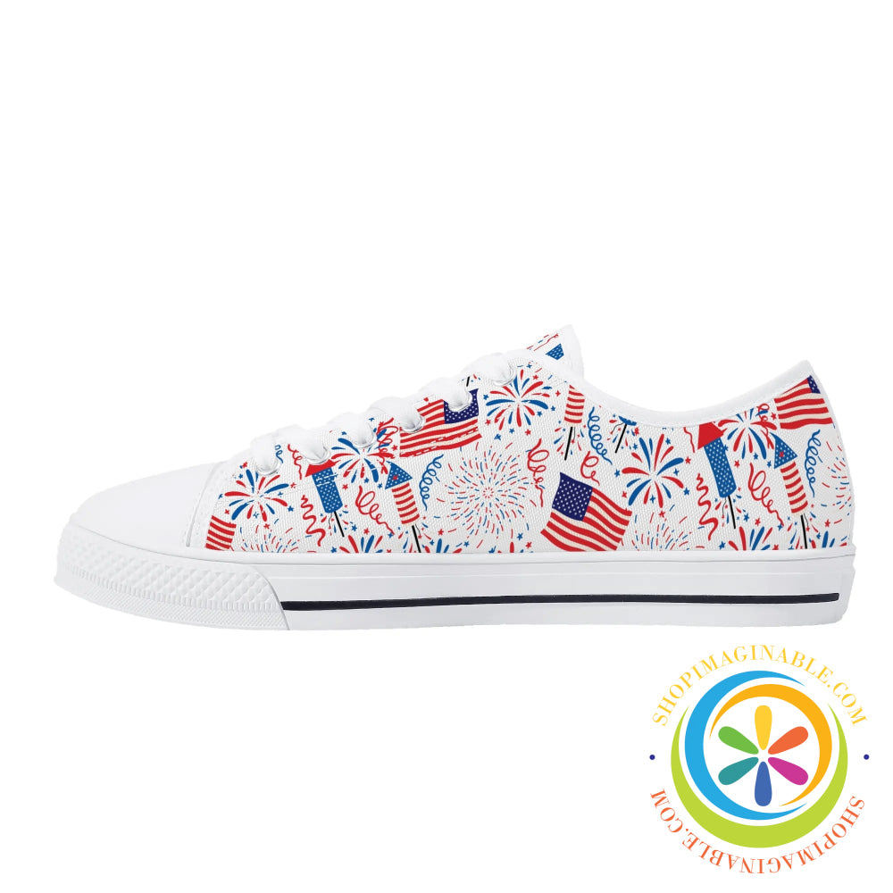 Red White & Usa! Ladies Low Top Canvas Shoes
