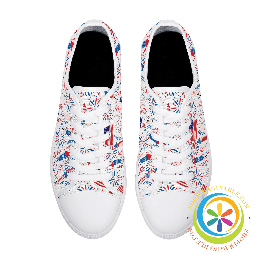 Red White & Usa! Ladies Low Top Canvas Shoes