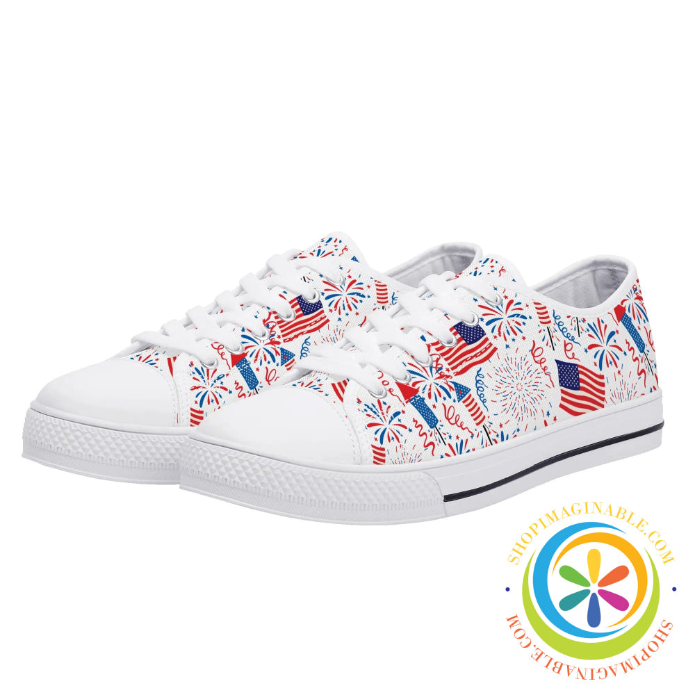 Red White & Usa! Ladies Low Top Canvas Shoes Us12 (Eu44)