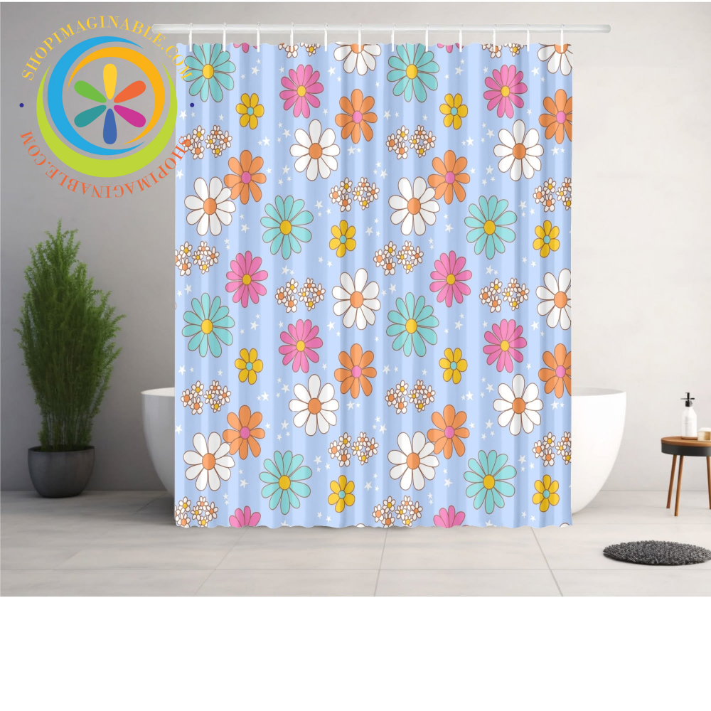 Retro Flowers Shower Curtain