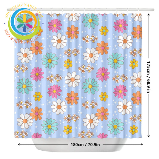 Retro Flowers Shower Curtain