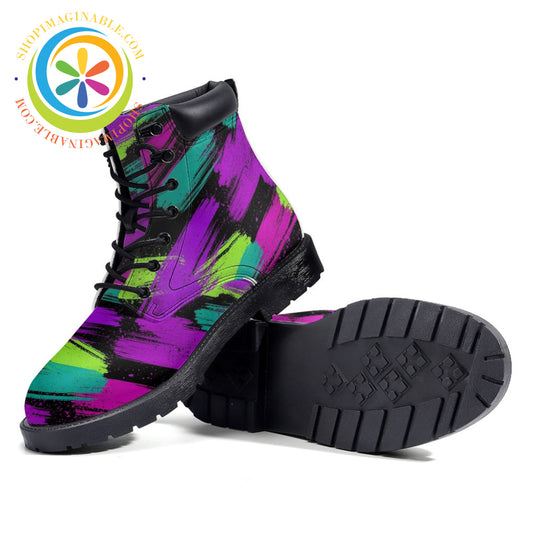 Retro Neon Grunge - Leather Martin Boots