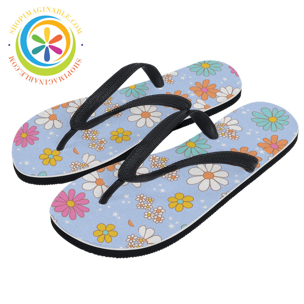 Retro Summer Daisy Mens & Ladies Flip-Flops Small (Us 5-6 /Eu 35-37) / 2 - Women’s Flip Flops