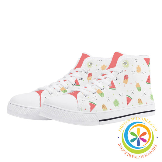 Summer Watermelon Ladies High Top Canvas Shoes Us12 (Eu44)