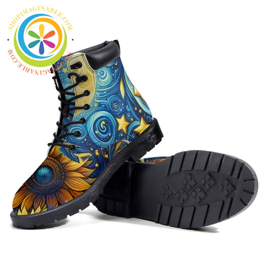 Sunflower Swirl - Leather Martin Boots