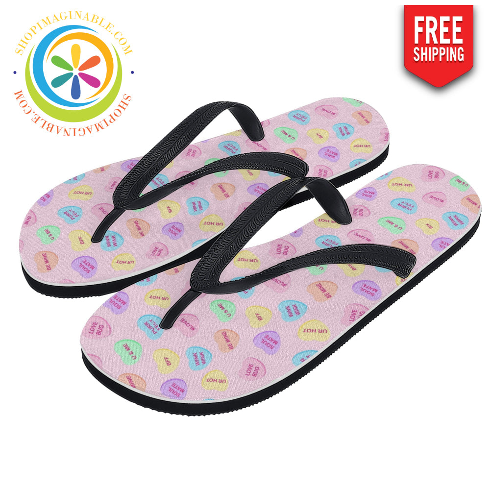 Sweet Tart Hearts Ladies Flip-Flops Small (Us 5-6 /Eu 35-37)