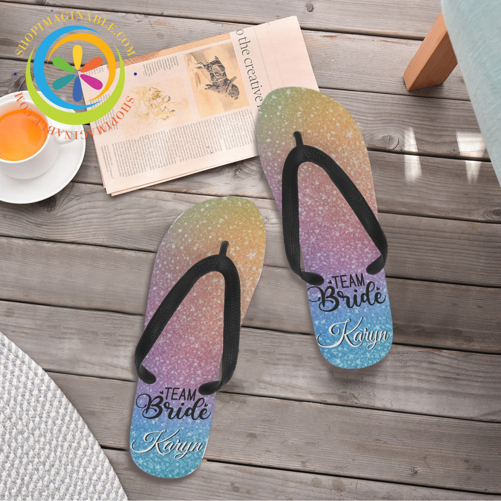 Team Bride Personalized Women's Flip Flops-ShopImaginable.com