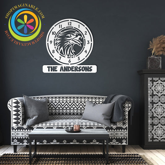 The Eagle Family Metal Wall Art Décor Clock White / 12 Inch