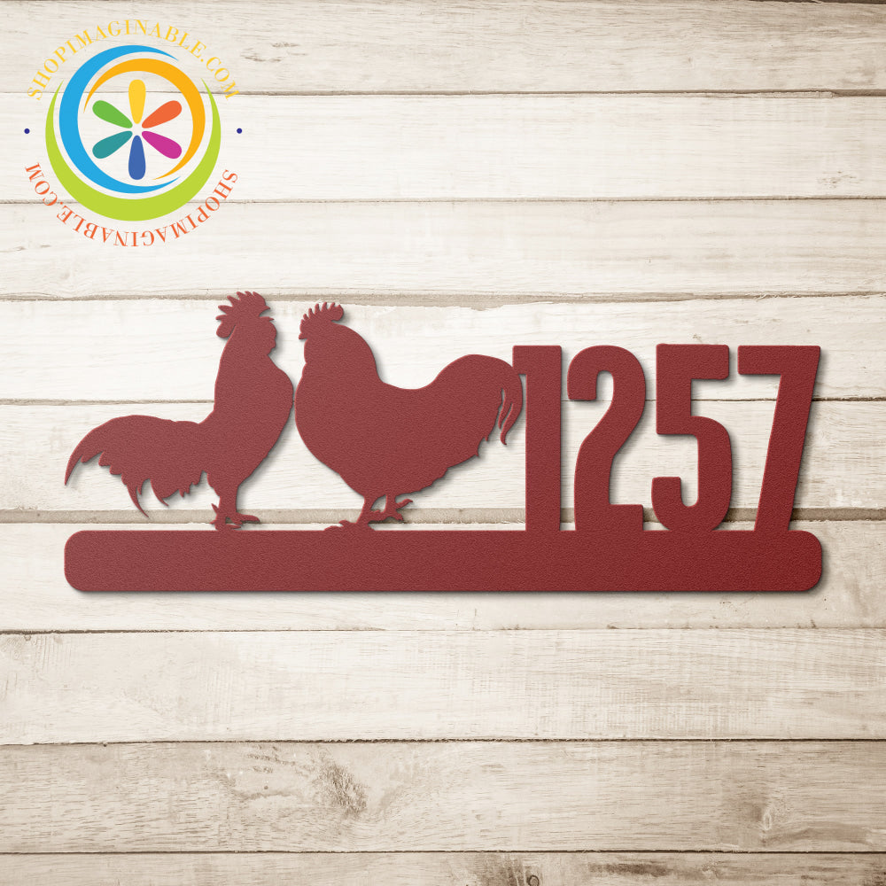 The Rooster Address - Custom Metal Sign Red / 12 Inch Wall Art