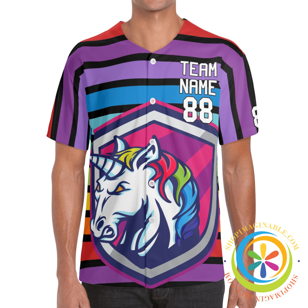 Unicorn Rainbow Unisex Baseball Jersey-ShopImaginable.com