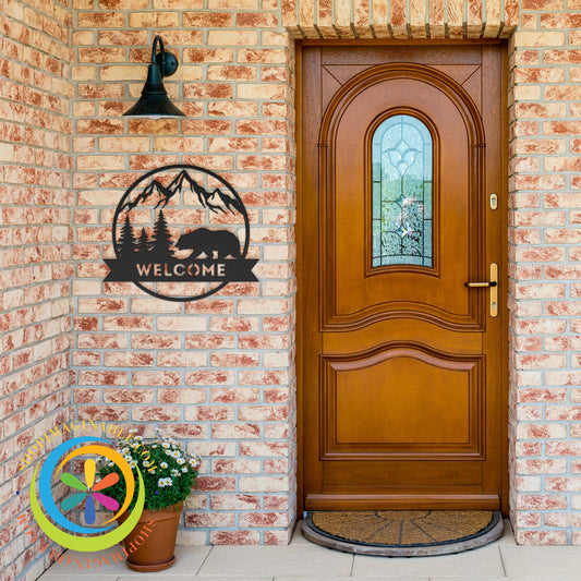 Welcome Bear Metal Wall Decor Art