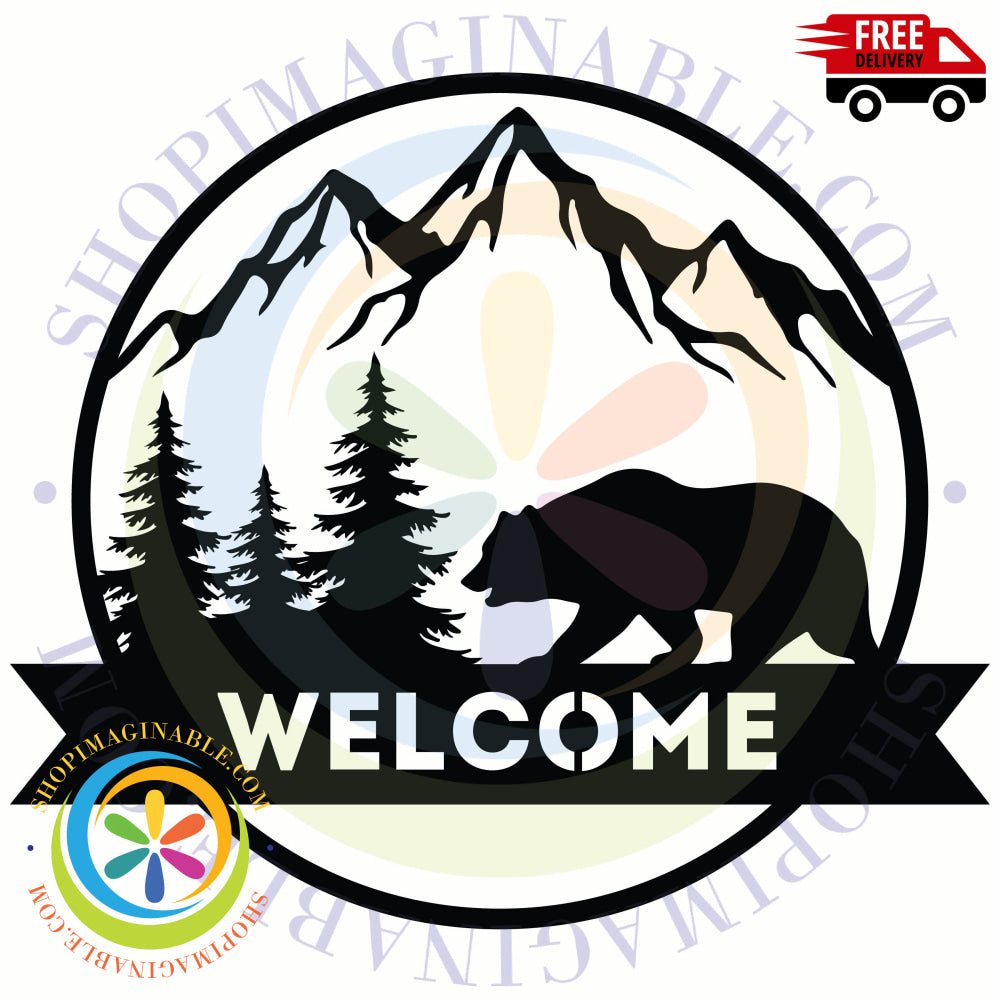 Welcome Bear Metal Wall Decor Art