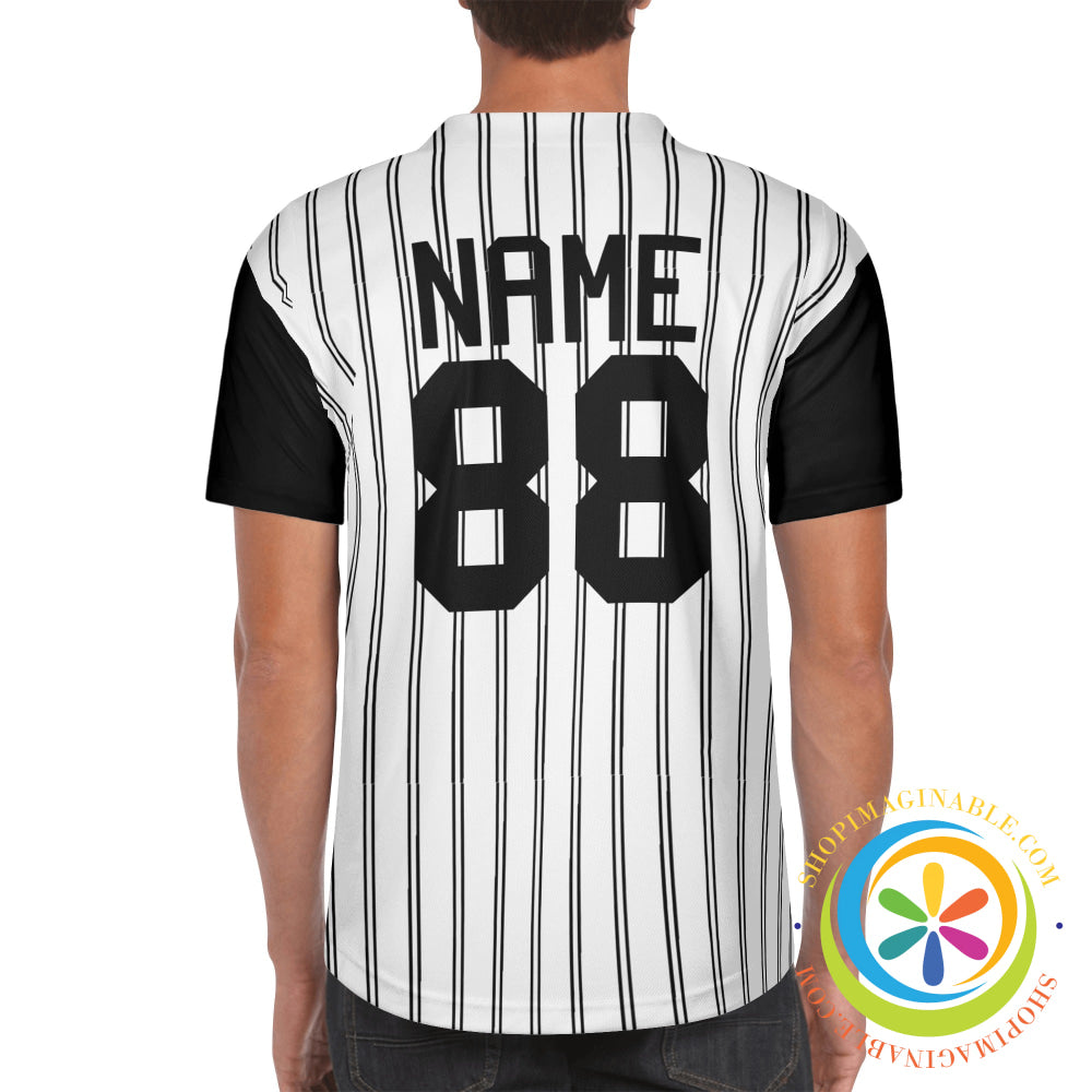 White & Black Striped Unisex Baseball Jersey-ShopImaginable.com