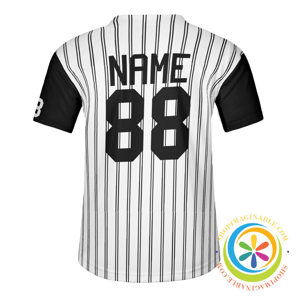 White & Black Striped Unisex Baseball Jersey-ShopImaginable.com