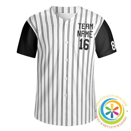 White & Black Striped Unisex Baseball Jersey-ShopImaginable.com