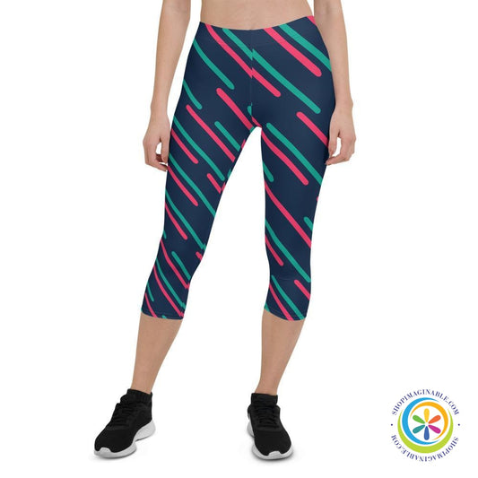 Abstract Lines Capri Cropped Leggings-ShopImaginable.com