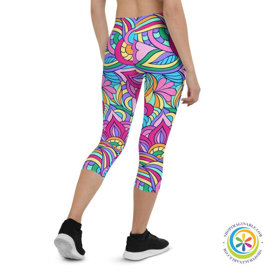 Adult Coloring Doodle Capri Leggings-ShopImaginable.com