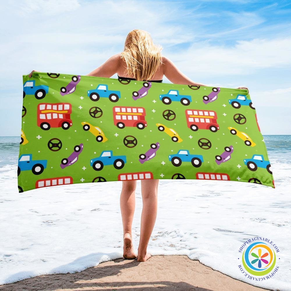 Beep Beep Transportation Beach Bath Towel-ShopImaginable.com