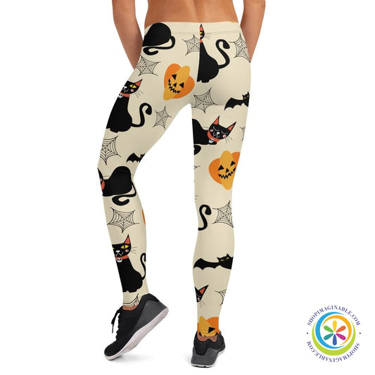 Black Cats Pumpkins & Bats Full Length Leggings-ShopImaginable.com