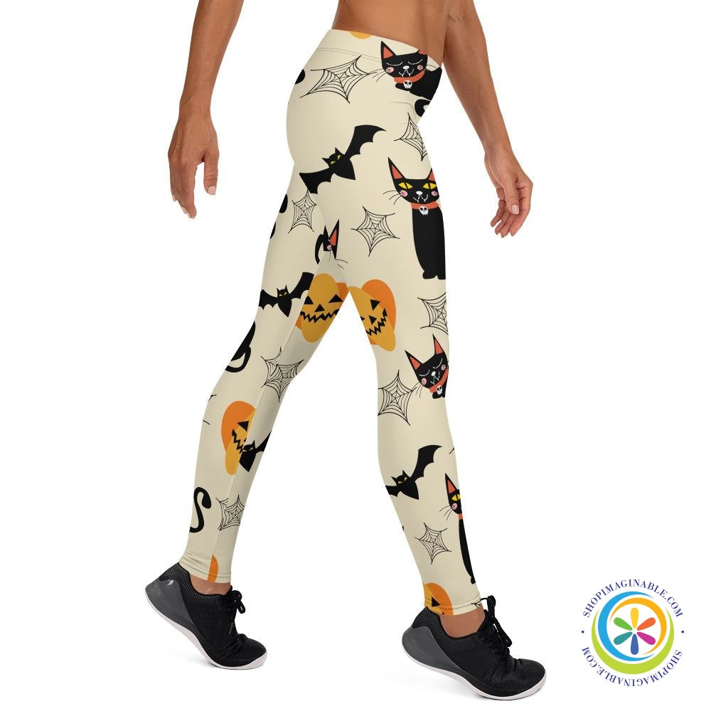 Black Cats Pumpkins & Bats Full Length Leggings-ShopImaginable.com