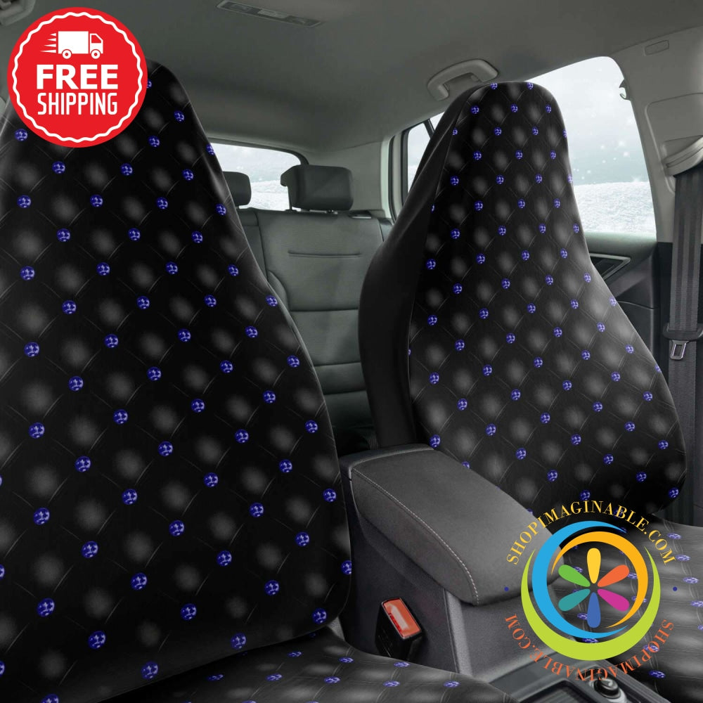 Black Jeweled Quilt Like Car Seat Covers Cover - Aop
