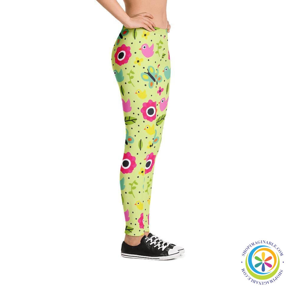 Butterflies Birds & Flowers Leggings-ShopImaginable.com