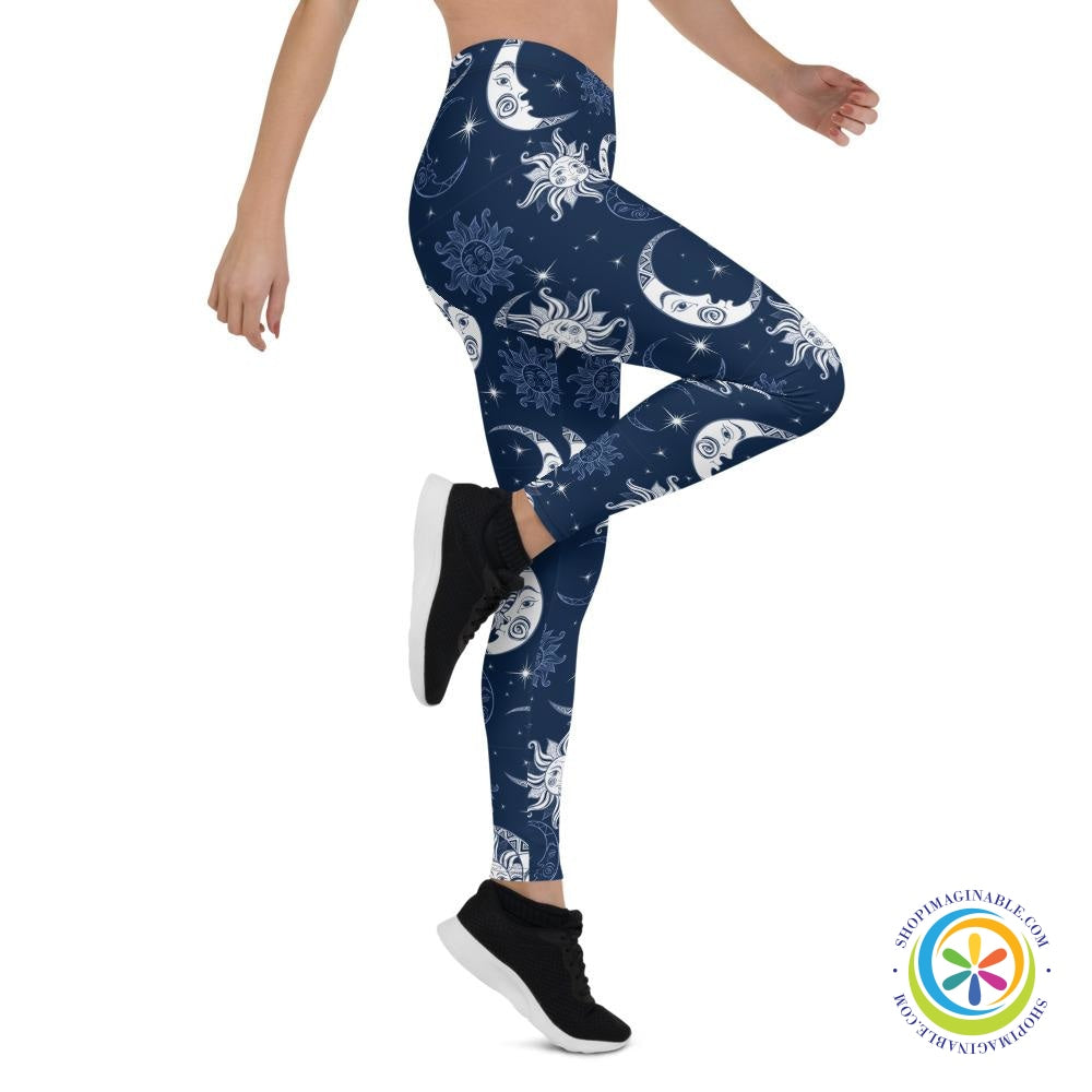 Celestial Sun & Moon Full Length Leggings-ShopImaginable.com