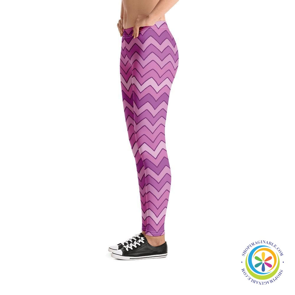 Classic Playful Purple Chevron Leggings-ShopImaginable.com