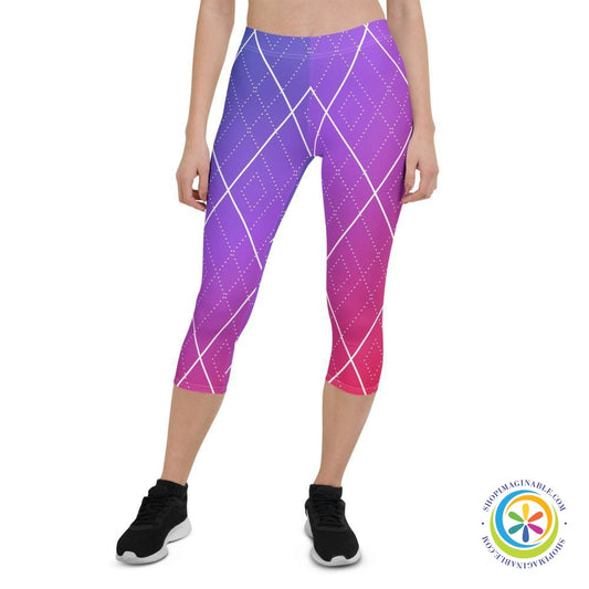 Colorful Rainbow Diamond Abstract Capri Leggings-ShopImaginable.com