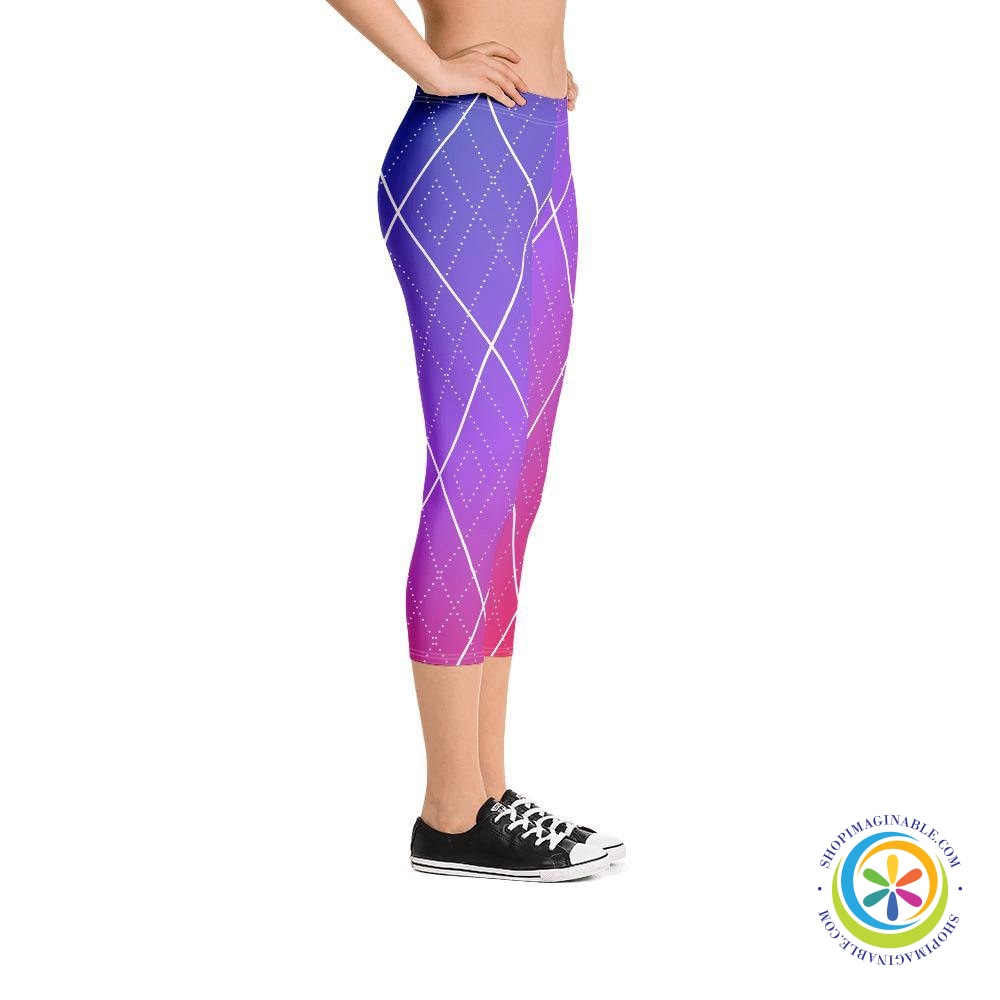 Colorful Rainbow Diamond Abstract Capri Leggings-ShopImaginable.com