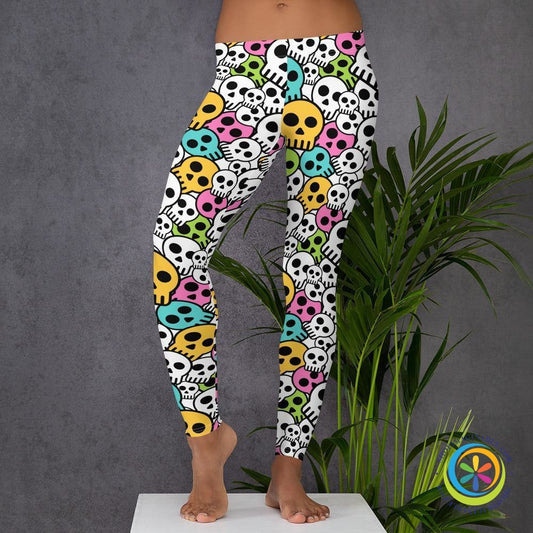 Colorful Simple Skulls Leggings-ShopImaginable.com