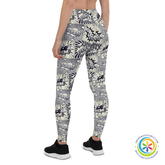 Comic Monochrome Full Length Leggings-ShopImaginable.com