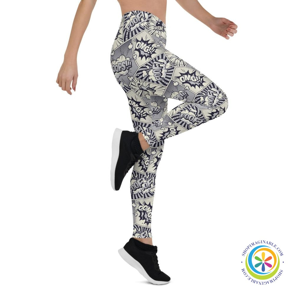 Comic Monochrome Full Length Leggings-ShopImaginable.com