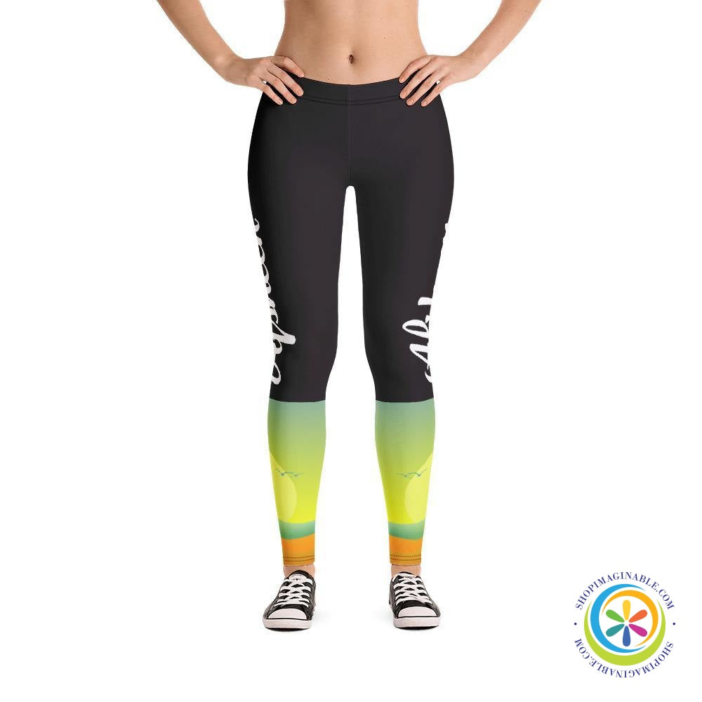 Custom Name Sunset Athleisure Leggings-ShopImaginable.com