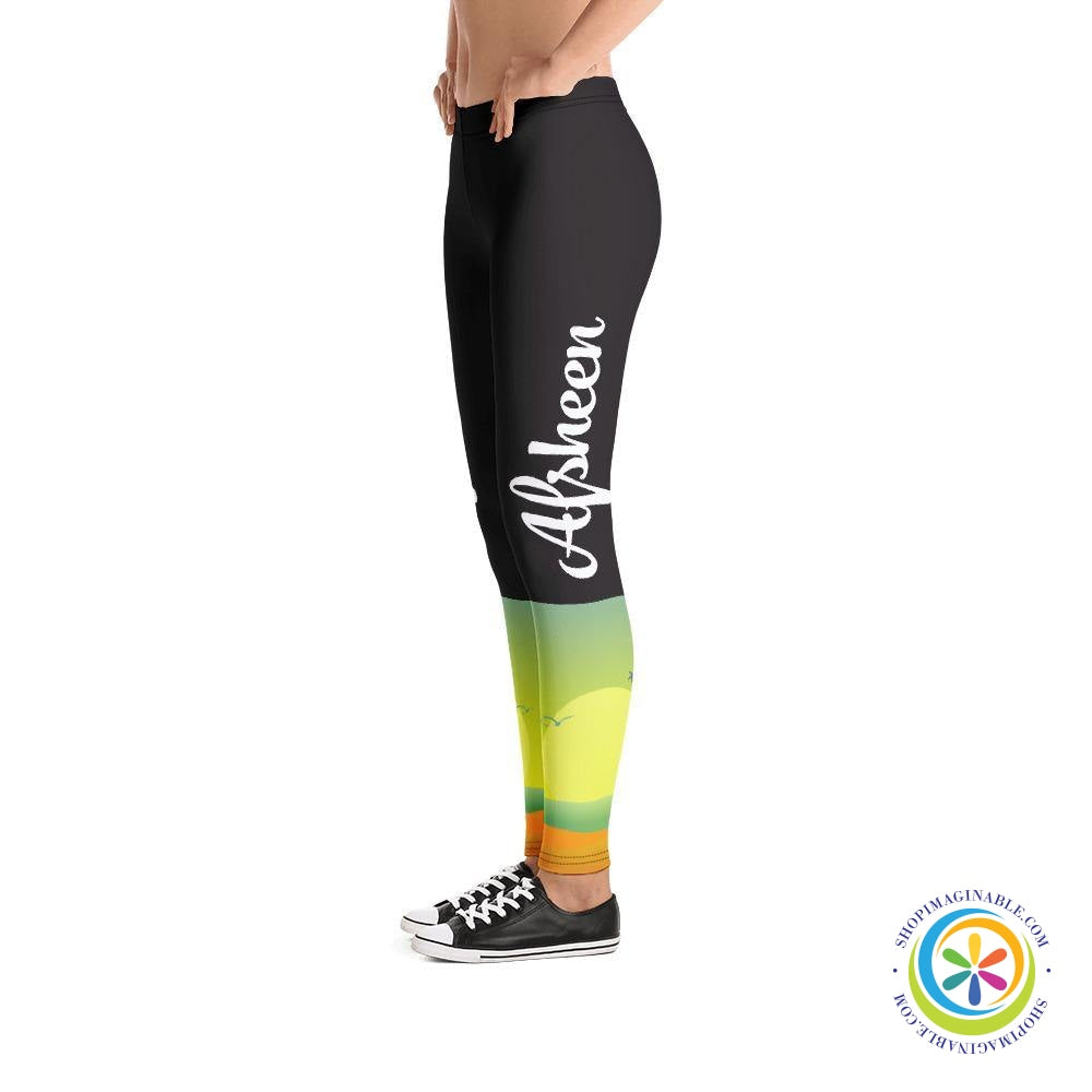 Custom Name Sunset Athleisure Leggings-ShopImaginable.com