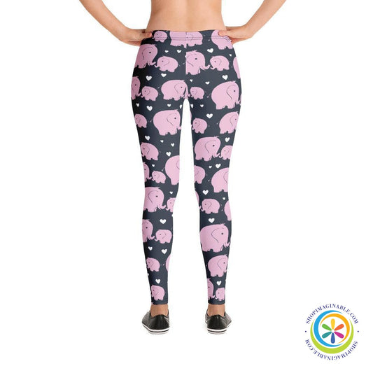 Cute Mom & Baby Elephant Love Leggings-ShopImaginable.com