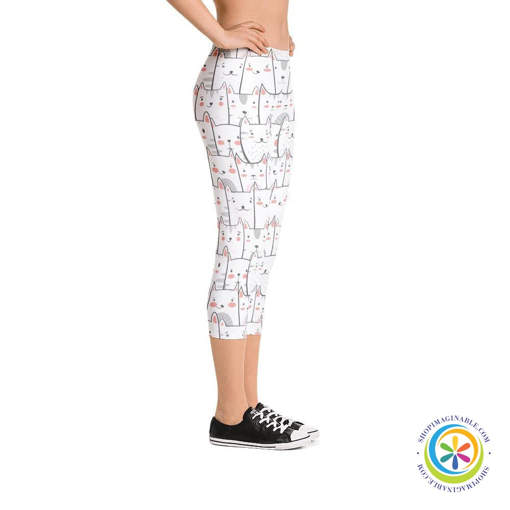 Cute Peek A Boo Cats Capri Leggings-ShopImaginable.com