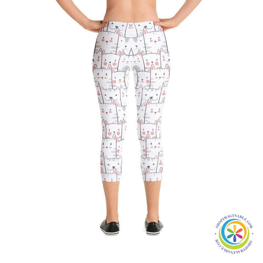 Cute Peek A Boo Cats Capri Leggings-ShopImaginable.com
