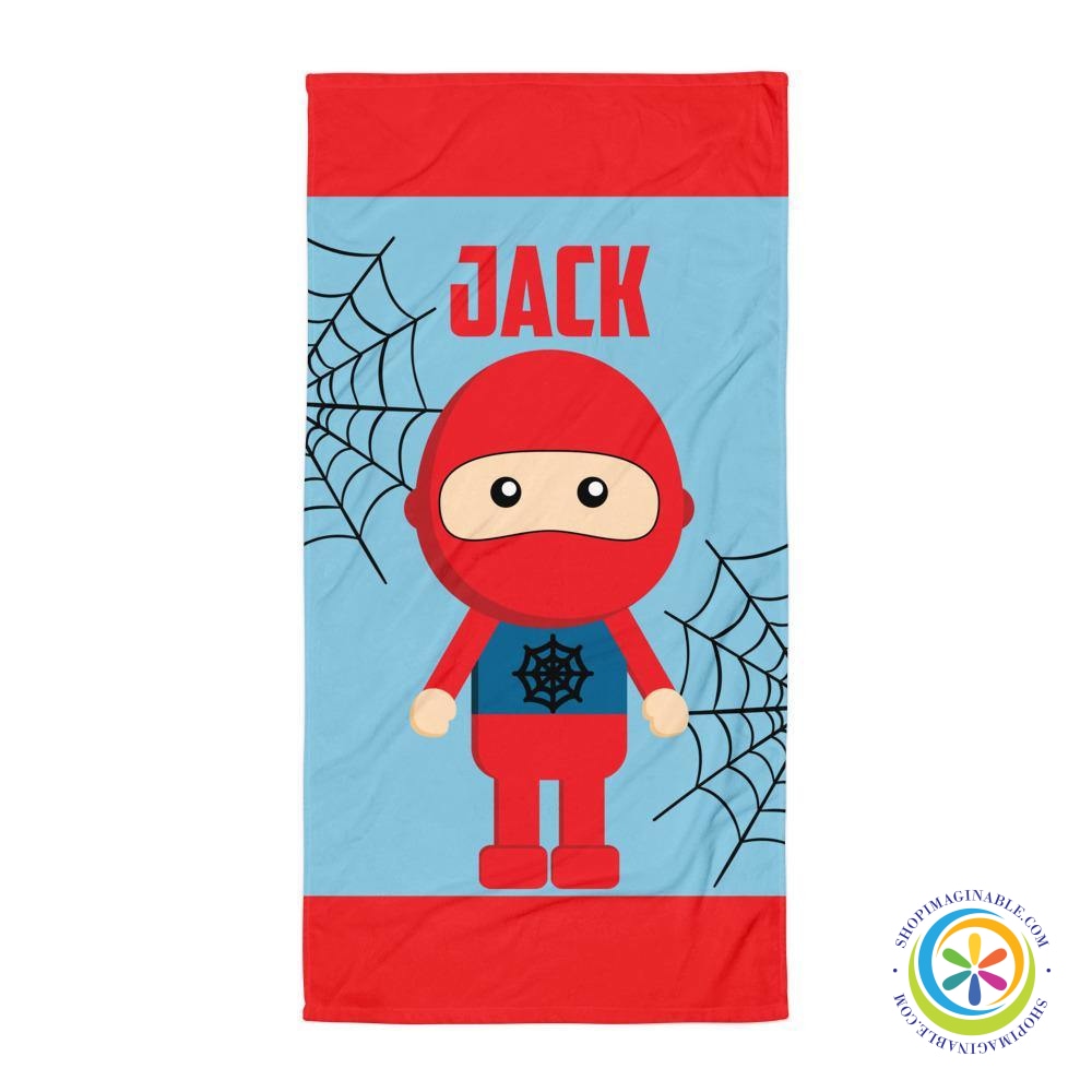 Cute Personalized Spiderman Character Beach - Bath Towel-ShopImaginable.com