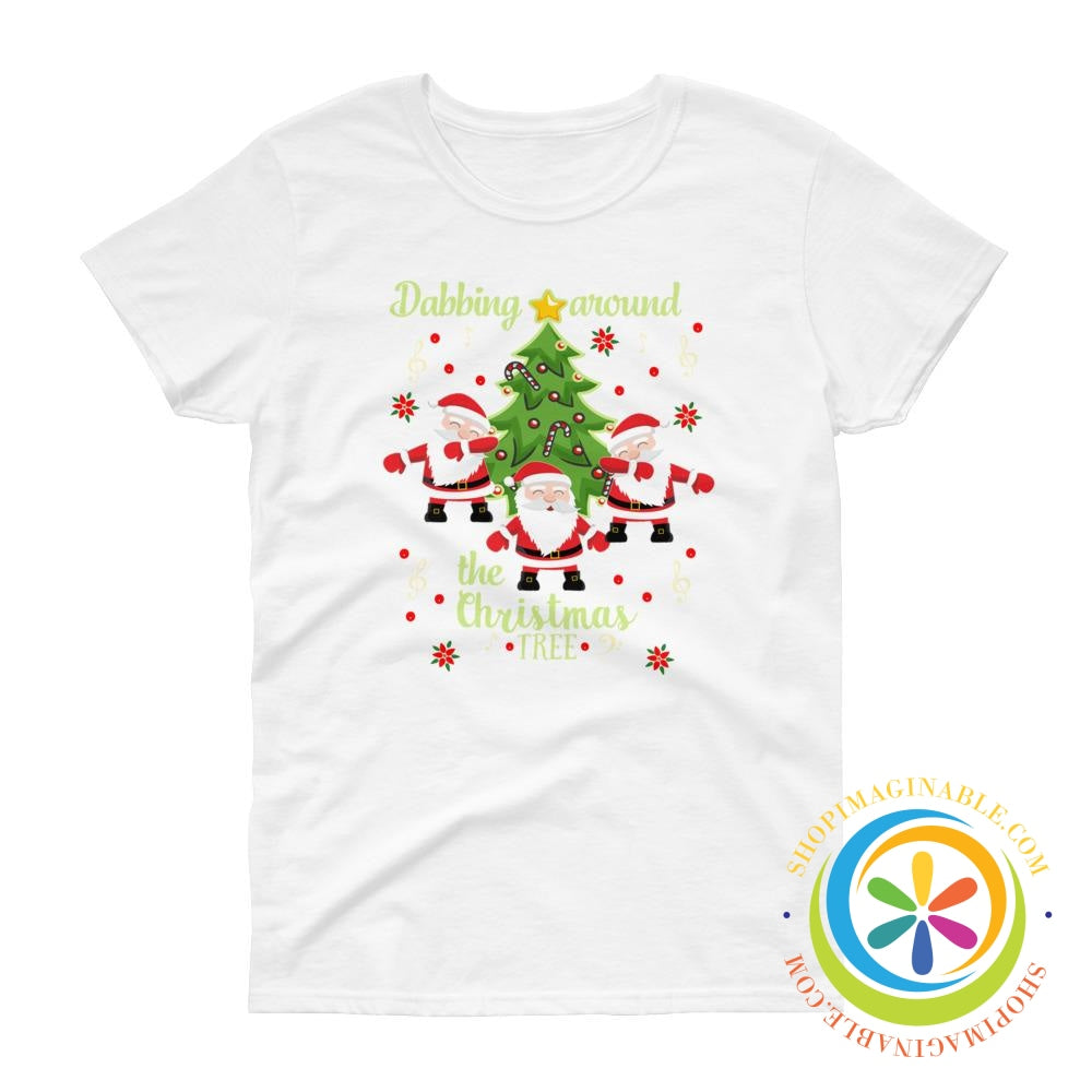 Dabbing Around The Christmas Tree Holiday Ladies T-Shirt-ShopImaginable.com