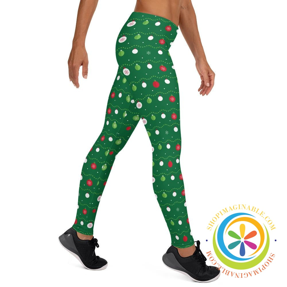 Green Ornaments Holiday Leggings-ShopImaginable.com